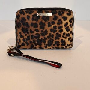 Stella & Dot Leopard Print Chelsea Zip Around Tech Wallet NEW